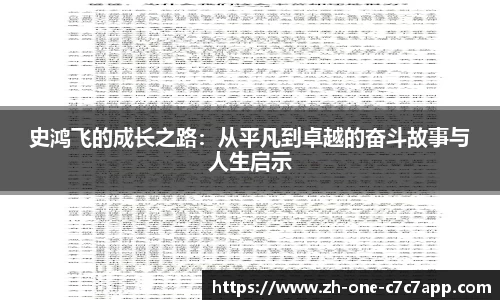 史鸿飞的成长之路：从平凡到卓越的奋斗故事与人生启示
